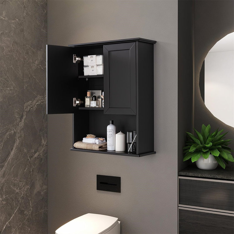 Black bathroom cabinet wall mounted sales